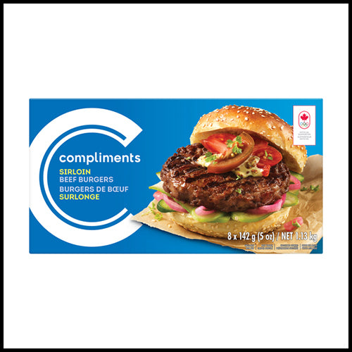 Compliments Sirloin Beef Burgers 8 x 142g