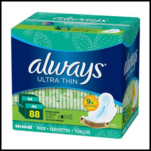 Always Long Pads With Wings Ultra Thin 44pk