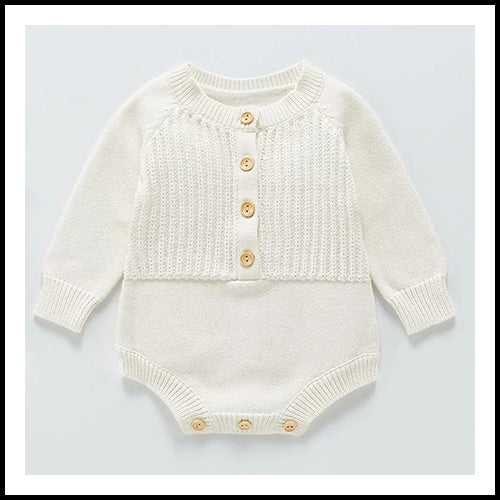 Baby Romper Knit - White - 6mth