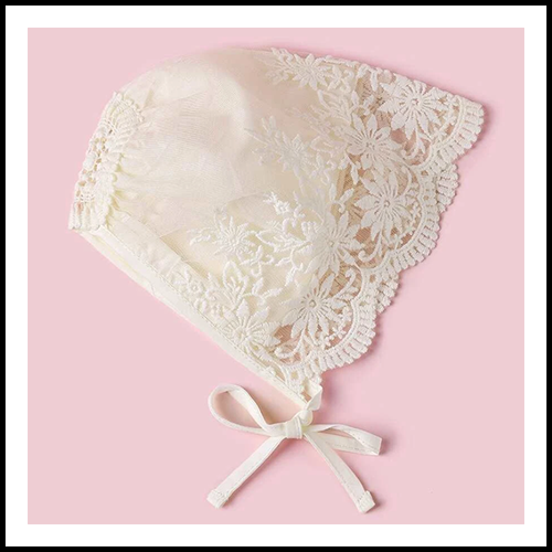 Ivory Lace Baby Bonnet