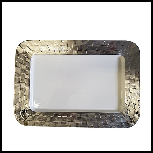 Silver Weave Rectangle Plate 13.25" x 9"