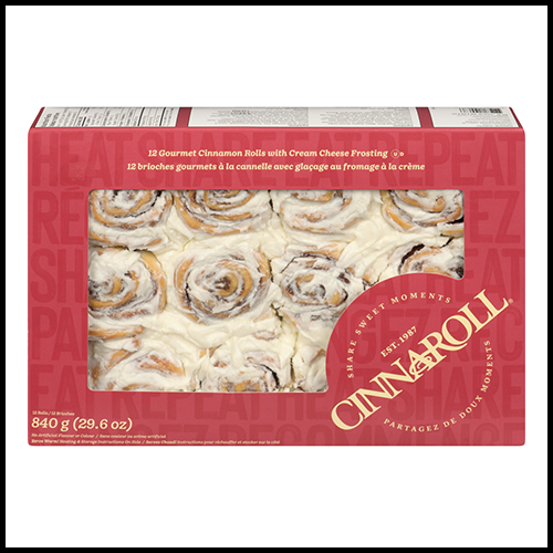 Cinnaroll Gourmet Cinnamon Rolls w Cream Cheese Frosting 12pk 840g