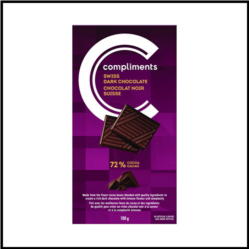 Compliments Swiss Dark 72% Chocolate 100g