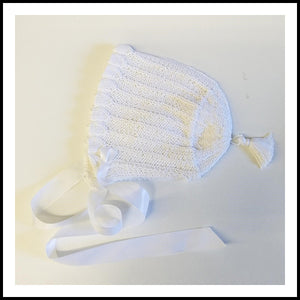 Rachel Winter White Knit Bonnet - Medium - 6-12mths