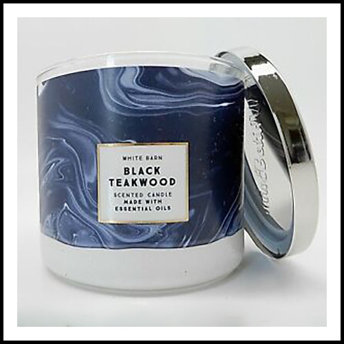 White Barn Black Teakwood 3 Wick Candle