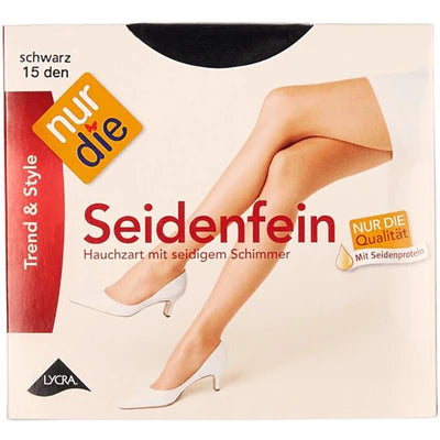 NurDie Seidenfein 15D Black Nylons Size XLarge - 1 pair