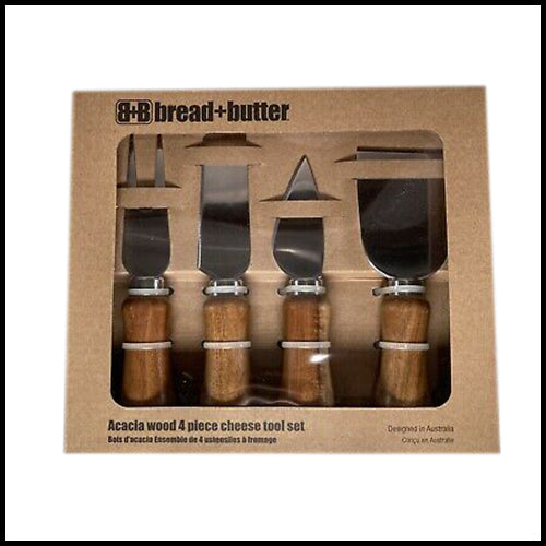 B&B Acacia Wood Cheese Tool Set 4pc