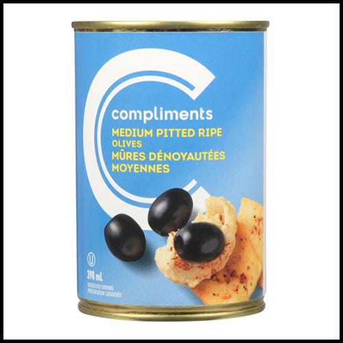 Compliments Ripe Pitted Black Olives 398ml