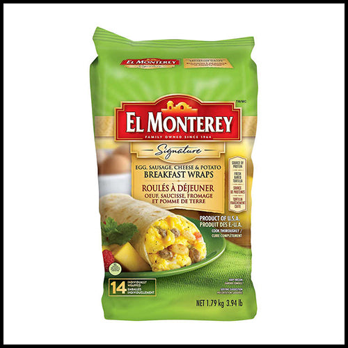 (COSTCO BULK) El Monterey Egg/Sausage/Cheese/Potato Breakfast Wraps 1.79kg 14pk