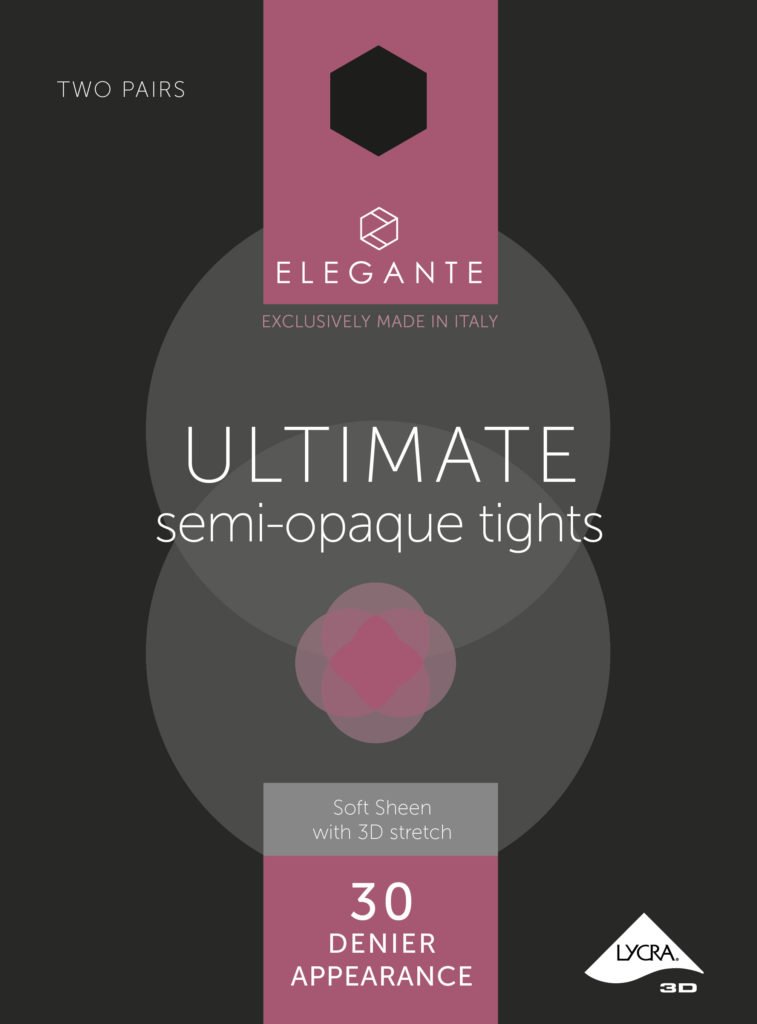 Elegante Ultimate Semi-Opaque 30D Black Tights Size Small - 2 pairs