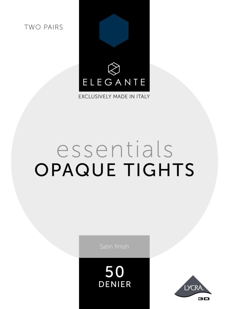 Elegante Essential Opaque 50D Black Tights Size Large - 2 pairs