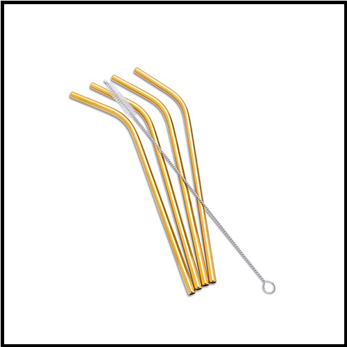 Gold Bent Straws 4pk