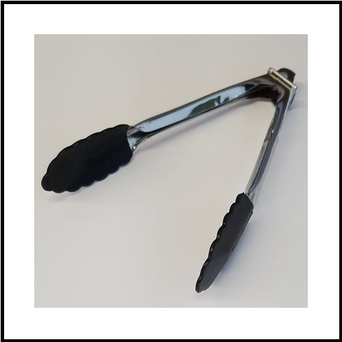 Black Rubber Tip Tongs 7 Inch