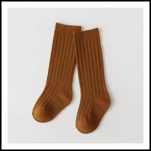 Childrens Plain Brown Ribbed Knee Socks 0-1 year