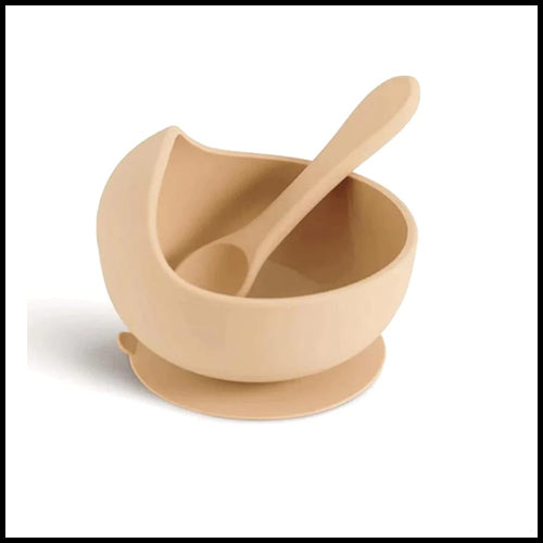 Childrens Silicone Bowl & Spoon Set - Macarron