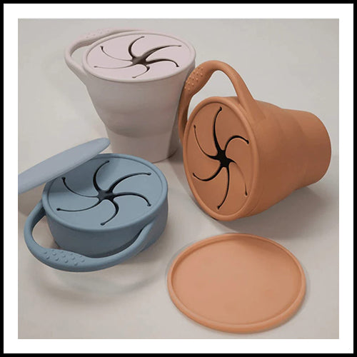 Childrens Silicone Foldable Snack Cup - Macaroon