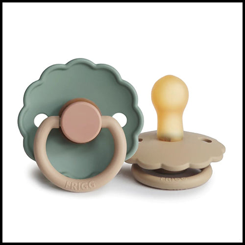 FRIGG Daisy Pacifier 2pk - Willow/Croissant - 0-6mths