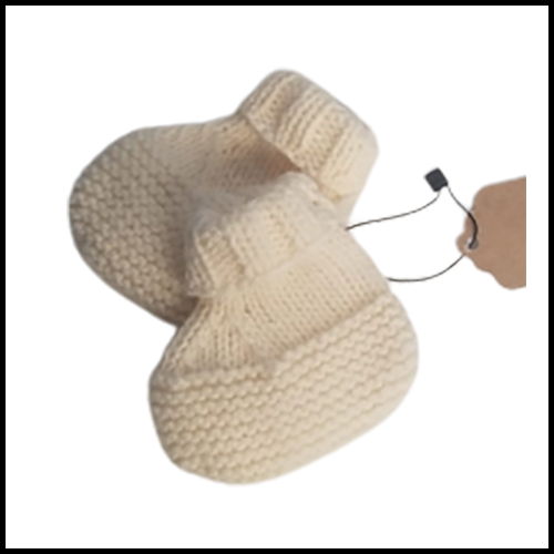 Baby Booties - Cream - 0-3mths