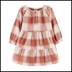 Girls Plaid Flutter Dress - 24mths