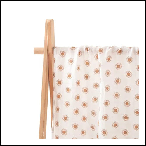 Childrens Muslin Swaddle Blanket - Sun Print