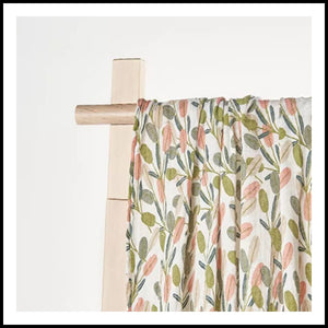 Childrens Muslin Swaddle Blanket - Leaf Sprig Printed