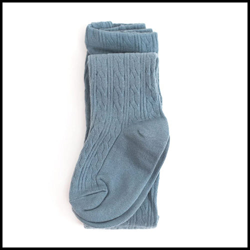 Little Stocking Cable Knit Tights - Steel Blue - 5-6Y