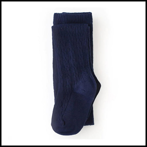 Little Stocking Cable Knit Tights - Denim -5-6Y