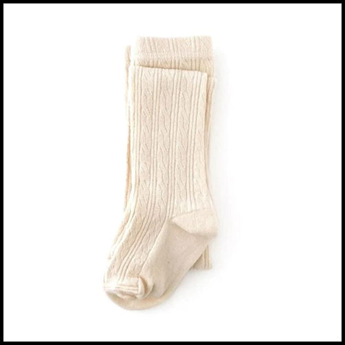 Little Stocking Cable Knit Tights - Vanilla - 6-12mths