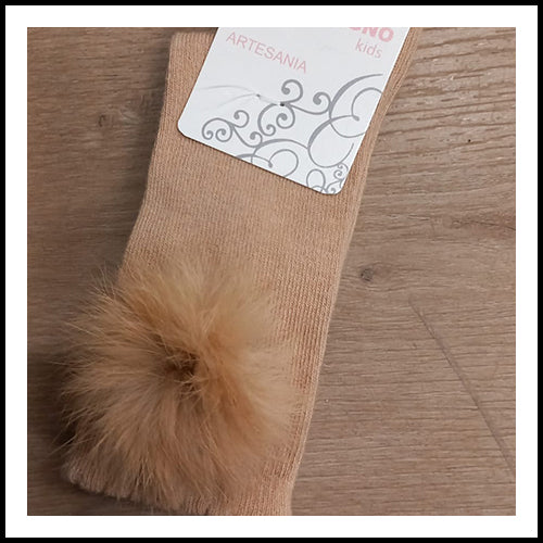 Carlomagno Camel Pom Pom Socks