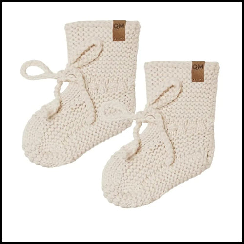 Quincy Mae Organic Knit Booties - Natural  - NB