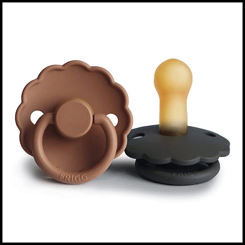 FRIGG Daisy Pacifier 2pk - Graphite/Peach - 0-6mths