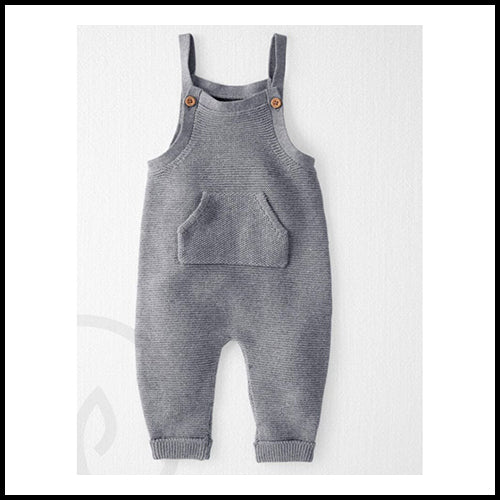 Organic Sweater Knit Overalls - Grey - 12mths