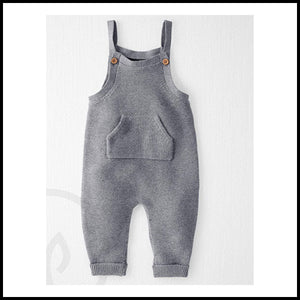 Organic Sweater Knit Overalls - Grey - 12mths