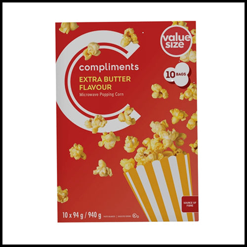 Compliments Extra Butter Flavour Popcorn x 10 bags