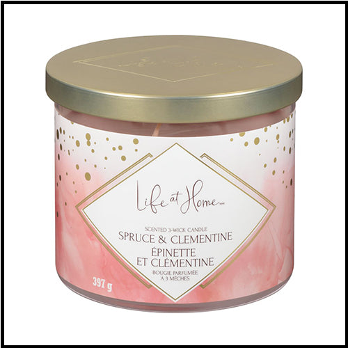 LH Scented 3 Wick Candle Spruce & Clementine