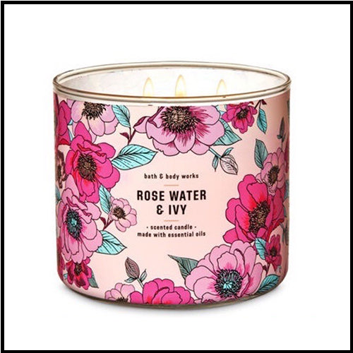 Bath & Body Works 3 Wick Candle Rose Water & Ivy