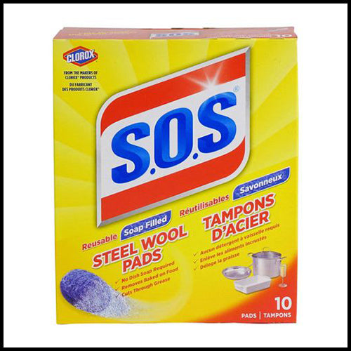 SOS Steel Wool Soap-Filled Pads 10pk