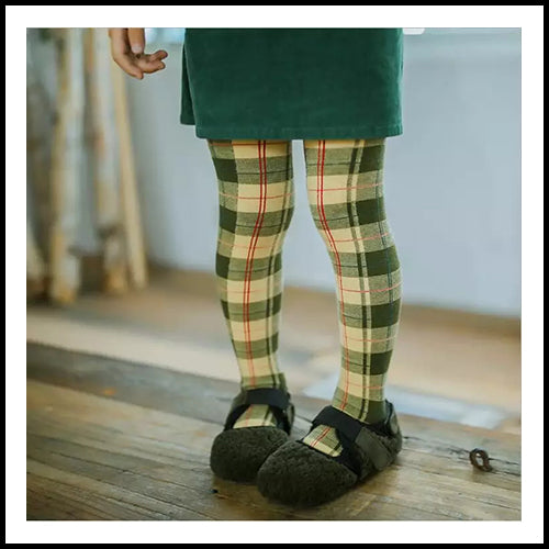 Boys/Girls Scottish Plaid Tights Cream - 1-3Y