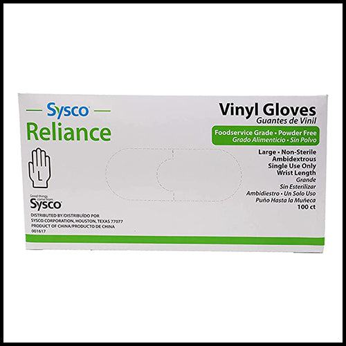 Sysco Large Disposable Vinyl Gloves 100pk