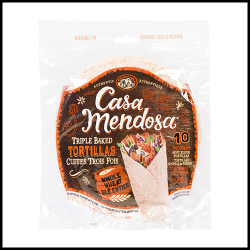 Casa Mendosa Tortilla Wraps Medium 7" Whole Wheat 10ct