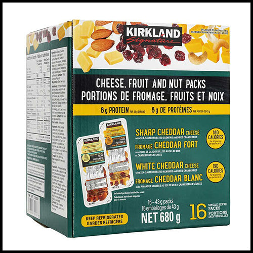 (COSTCO BULK) Kirkland Cheese, Fruit & Nut Packs 16x43g