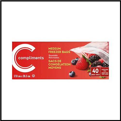 Compliments Medium Freezer Bags 40ct