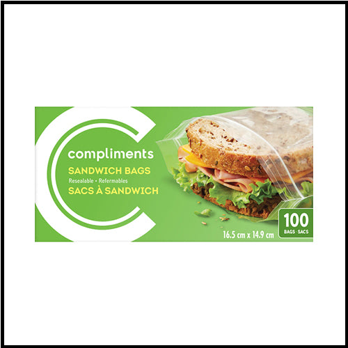 Compliments Resealable Sandwich Bags 100pk