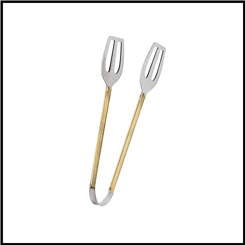 Gold Ribbed Handle Tongs