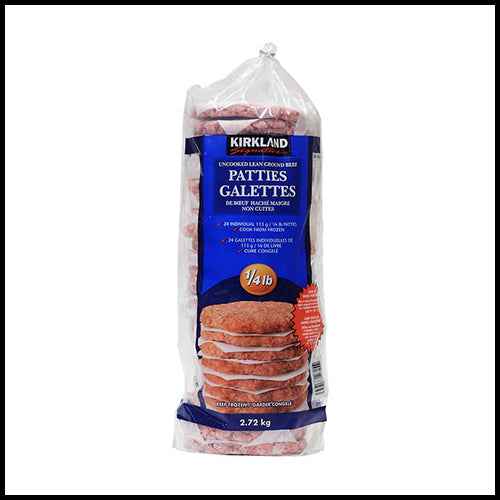 Kirkland Uncooked Lean Ground Beef Patties 113g x 24