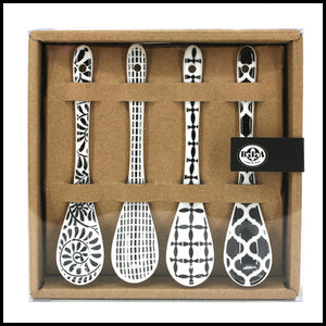 Black & White Condiment Spoons Set