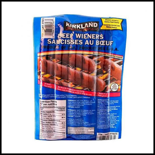 (COSTCO BULK) Kirkland Jumbo Beef Wieners Gluten-Free 1.72kg