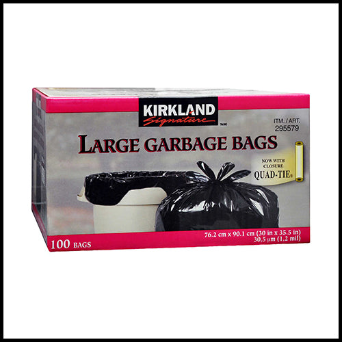 Kirkland Large Black Garbage Bags 30in x 36in x 100pk