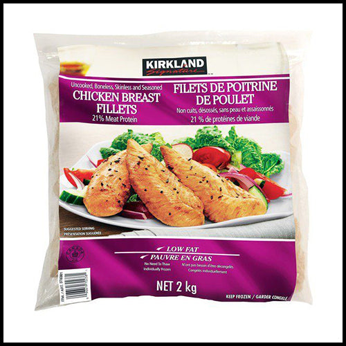 (COSTCO BULK) Kirkland Frozen Seasoned Uncooked Chicken Breast Fillets 2kg