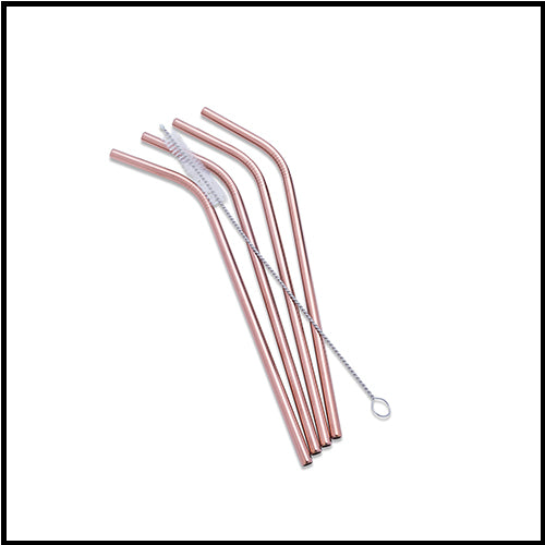 Rose Gold Bent Straws 4 Pk